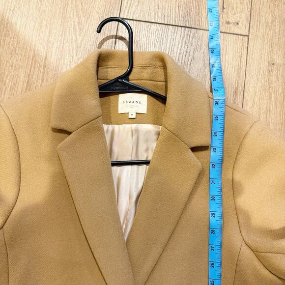 Sezane Johnson Wool Double Breasted Pea Coat Size 12 FR 44 Carmel Luxury Capsule - Picture 8 of 8